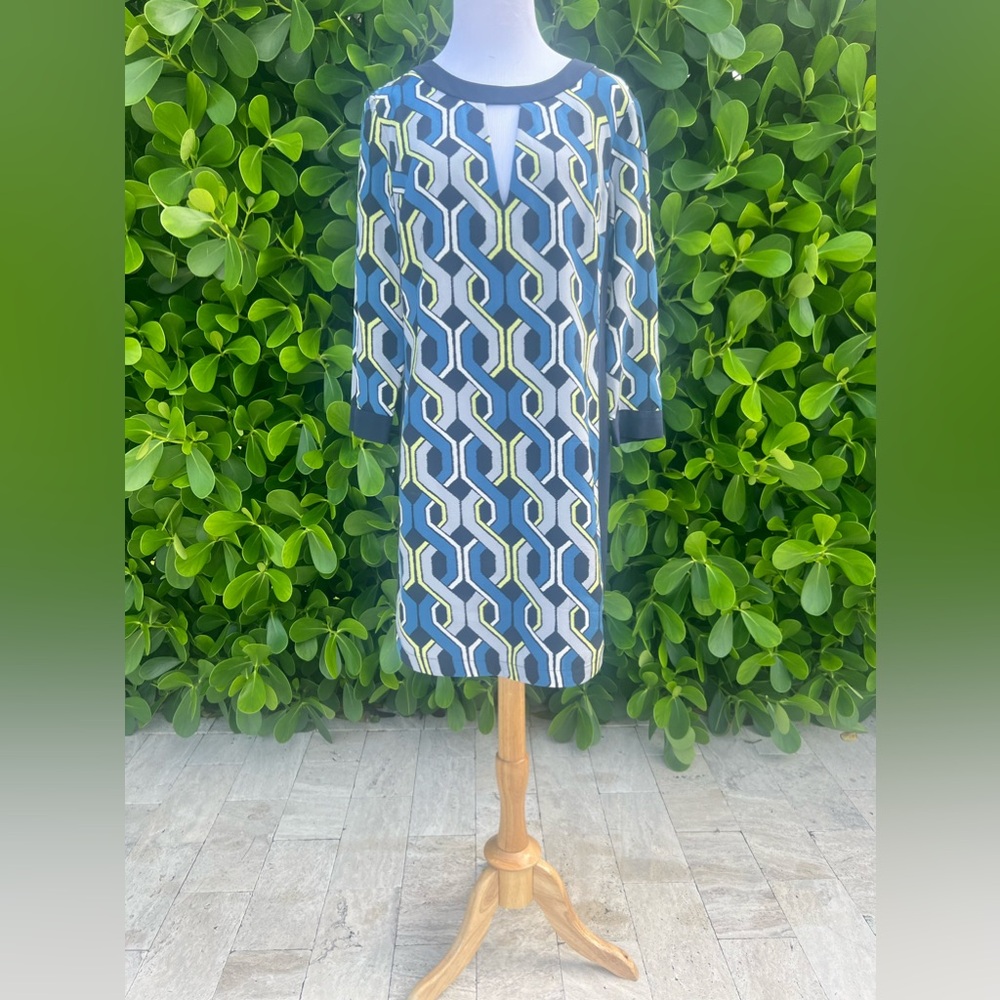 Trina Turk Darcie Geometric Silk Shift Dress Size 8 MSRP $398